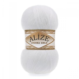 Пряжа Alize "Angora gold"  55 Белый 20% шерсть, 80% акрил	100 гр	550 м